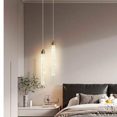 Luminária pendente moderna de cristal de vidro LED dourada de 1/2/3 luzes - Iluminação tricolor regulável em formato de bolha exclusiva, adequada para ilha de cozinha de 10 a 15 m², quarto, sala de jantar, sala de estar, hotel, café, bar e decoração comercial (controle por interruptor de parede)