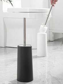 1 Set Toilet Brush And Holder, Flexible Toilet Brush With Detachable Holder - Cleans Hard-To-Reach Areas, Long Handle Design, Suitable For Bathroom Cleaning, Durable Plastic Bristles - Back To School Cleaning Supplies, Ergonomic, Elegant And Durable, With 304 Stainless Steel Long Handle.