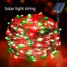Solar Copper Wire String Lights - Multicolor Fairy Light Strips, 8 Modes Of LED, Flexible Copper Wire Suitable For Indoor And Outdoor Holiday Decorations, Perfect Choice For Christmas, Courtyard, Garden, Party And Bedroom - Red and Green - View 3