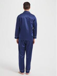 طقم ملابس رياضية كاجوال جديد للرجال، ملابس شتوية - أزرق بحري - مشاهدة 2