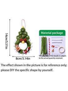 1 Set Christmas Hanging Ornament Craft Kit With Twist Ties & Beaded Chains, Felt Ornament Decorations Of Santa Claus, Christmas Tree, Reindeer, Snowman, Creative DIY Craft For Kids, Children's Gift, Handmade DIY Material Pack, Christmas Decoration Keychain Craft For Kindergarten