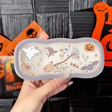 Transparent Portable Glasses Storage Box Featuring Unique Halloween Graffiti, Innovative Anti-Pressure Cloud Design, And Secure Magnetic Closure. Ideal For Storing Myopia Glasses, This Retro Style Storage Box Makes A Perfect Halloween Gift For Fashion Enthusiasts, Combining Functionality With Seasonal Aesthetics For A Stylish Addition To Your Home Decor.