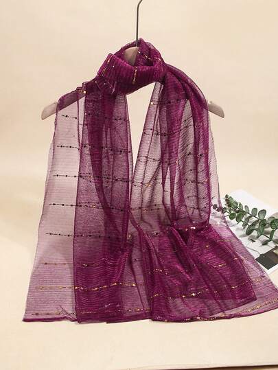 1件装轻盈优雅印花丝质围巾户外防晒护颈小纱巾春秋雪纺围巾四季适用