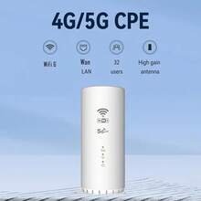 Compact White 5G WiFi Adapter With Cylindrical Design, Multi-Band Support (B1/ B3/ B5/ B7/ B8/ B20/ B38/ B39/ B40/ B41), USB-Powered, SIM/Broadband Dual-Mode - Ideal Home Internet Solution