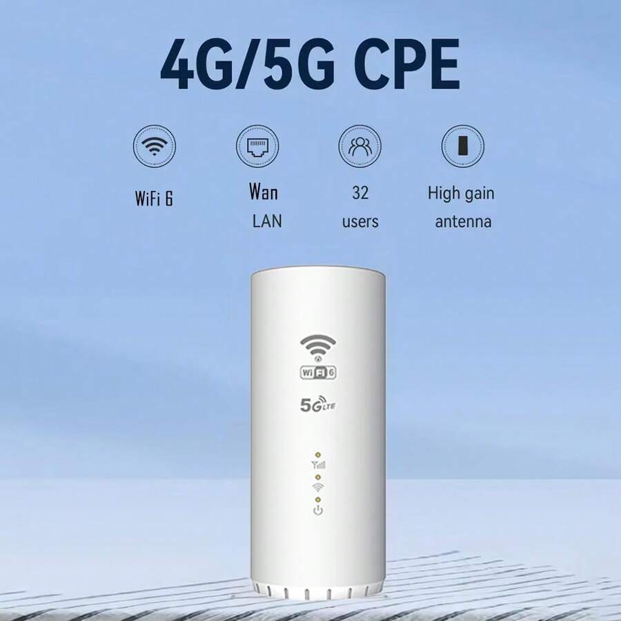 Compact White 5G WiFi Adapter With Cylindrical Design, Multi-Band Support (B1/ B3/ B5/ B7/ B8/ B20/ B38/ B39/ B40/ B41), USB-Powered, SIM/Broadband Dual-Mode - Ideal Home Internet Solution