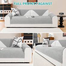 Waterproof Sofa Cover Chenille Sofa Cover, Scratch-Resistant Dog Cat Sofa Protector, Non-Slip Sofa Cover Couch Cover Seater For U Shape L Shape Sectional Sofa - Light Grey - View 2