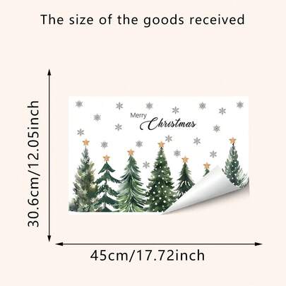 1pc Christmas Window Sticker, Christmas Tree And Snowflake Pattern, Reusable, Winter Window Decal, Suitable For Home Office Glass Door And Window Decoration, Wall Sticker, Room Decor, Bedroom Decor, Kitchen Decor, Home Decor