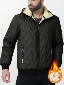 Men's Jacket, Thermal Lined Thick Hooded Coat, Casual Everyday Wear, Suitable For Vacation, Outdoor, Hiking, Running, Fitness,Winter - Black - View 11