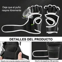 masoe Guantes de Box, Guantes, Medio Dedo, Ajustable, Amortiguación, Guantes de Muay Thai/Kick Boxing, Combate, Entrenamiento, Ideales para Ninos, Adulta, Uso Diario en Gimnasio - Adultos - Ver 3