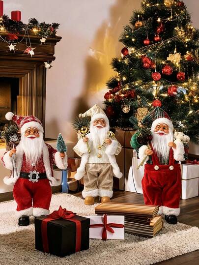 经典圣诞老人雕像，12 英寸高 - 适合家庭、购物中心和酒店的节日圣诞节和新年装饰 - 耐用的合成纤维搭配红色和黑色服装，非常适合橱窗或桌面展示，圣诞节的节日装饰，家居装饰收藏雕像，送给年轻人的礼物