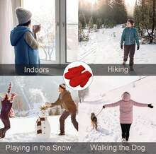 Winter Warm Mittens For Women Men - Soft Faux Rabbit Fur Mittens Elastic Cuff Fashionable Stretchy Knit Gloves Cold Weather - Đỏ - Xem 4