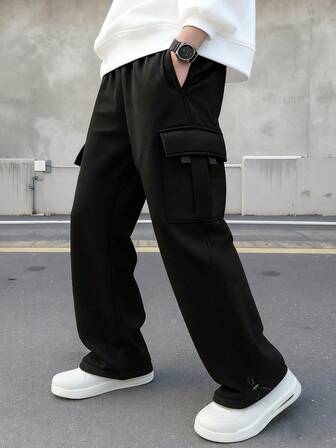 Men's Casual Outdoor Sports Thermal Lined Cargo Pants, Autumn/Winter