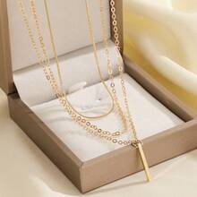 1pc Women's Fashionable Simple Square Multi-Layer Necklace - 彩色 - 查看 7
