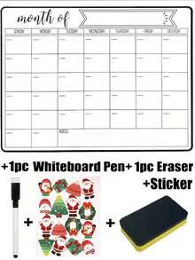 Calendario magnético de pizarra blanca para refrigerador, planificador familiar mensual, pizarra magnética, calendario de pizarra magnética, decoración de cocina, planificador mensual para refrigerador, accesorios de refrigerador para cuadro de tareas y planificación de menús (varios tamaños)