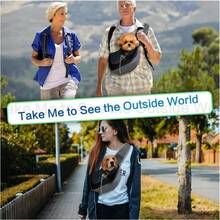 Mochila transportadora para mascotas, bolsa de perro con cordón sin manos y correa ajustable, bolsa de malla transpirable adecuada para cachorros y gatitos, bolso cruzado para perros con bolsillo, ideal para actividades al aire libre - Negro - Ver 4