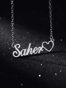 1 Peça Colar Personalizado com Nome Vazado Dourado e Prata, Colar Personalizado de Aço Inoxidável Dourado com Nome Vazado, Presente de Joia de Casamento, Natal para Amigas, Família, Irmãos, Esposas, Um Bom Presente Dourado, Rosa, Estiloso, Moda de Outono, Vintage, Unissex, Simples, Casual, Hipster, Gótico, Punk Personalizado, Único, Presentes Ideais para Ela