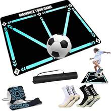 Tapete Ejercicio de Futbol Silenciosa y Antideslizante, 90 * 60CM Tapete de Entrenamiento con Pisadas de Fútbol, Mejora Control del Balón, Equilibrio y Coordinación - Estilo A - Ver 8