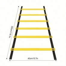 1 Set Escalera de agilidad de fútbol/baloncesto, 10 piezas de conos de entrenamiento de fútbol y cuerda de saltar, adecuado para trabajo de pies, ejercicios con escalera, equipo de entrenamiento de fútbol, esencial para entrenamiento de fitness y deportes al aire libre - Multicolor - Ver 3
