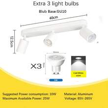 CANMEIJIA Spot encastré au plafond GU10, lampe de plafond moderne en aluminium, spots simples/doubles/triples/quadruples, noir/blanc, avec ou sans ampoules, installation facile, convient pour couloir, entrée, vitrine, pièce, cuisine, hall d'exposition, salle de lecture, salle à manger, bar, chambre, café, salon, magasin de vêtements