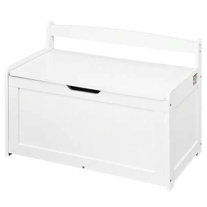 Wooden Toy Chest For Kids, Toddler Toy Storage Box With Flip-Top Lid And Safety Hinge, 32.68 X 17.91 X 24.02" Large Kids Storage Bench For Playroom, Bedroom, Living Room Or Entryway, White