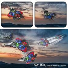 TOKQI Avión de juguete control remoto tipo planeador/caza, Dron de 4 ejes con función de mantener altitud, equipado con luces duraderas y función de suspensión, velocidad ajustable, modo sin cabeza, apto para vuelo en interiores y exteriores, regalo perfecto para principiantes - Multicolor - Ver 6