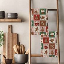 MEMNUN 2pcs Merry Christmas Gingerbread Man Patchwork Print Kitchen Towels, 15.75*23.62in (40*60cm) Super Soft Absorbent Microfiber Dish Towels, Hand Towels, Dish Cloths, Home & Kitchen Decor, Cooking Baking Tea Towels, Cleaning Supplies, Suitable For Restaurant, Kitchen, Christmas Holiday Decoration And Gifts, All Season