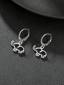 1 Par de Brincos Pingente de Animal em Aço Inoxidável - Borboleta, Libélula, Urso, Elefante, Espinha de Peixe, Cobra, Abelha, Macaco, Peixe - Adequado para Família, Amigos, Uso Diário, Presente