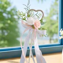 Flower Girl Wand Wedding Bouquet Artificial Rose Flowers Magic Wand With Ribbons For Special Occasions - Champagne - View 5