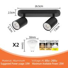 CANMEIJIA Spot encastré au plafond GU10, lampe de plafond moderne en aluminium, spots simples/doubles/triples/quadruples, noir/blanc, avec ou sans ampoules, installation facile, convient pour couloir, entrée, vitrine, pièce, cuisine, hall d'exposition, salle de lecture, salle à manger, bar, chambre, café, salon, magasin de vêtements