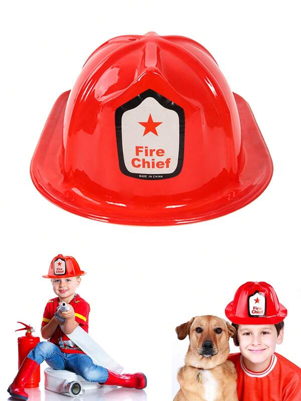 2/5/10pcs Kids Firefighter Hat | Plastic Fire Hats For Kids | Double Axe Fire Chief Theme Party,Firefighter Helmet Costume Dress Up Accessory,Firefighter-Themed Party, Fire Prevention Classroom Supplies