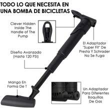 WOTOW Bomba de Bicicleta Ciclismo, Bomba de Aire Portátil, Kit de Reparación de Neumático Válvula Presta Schrader para Bicicleta Montaña Carretera BMX Balones Deportivos - Mini Negro 120PSI - Ver 7