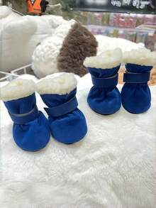 4件套宠物狗鞋冬季糖果色毛绒加厚保暖防滑冬鞋内衬狗靴软底狗鞋宠物鞋雨靴