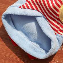 1 件涤纶羊毛宠物服装，条纹图案，温暖舒适的时尚猫/狗背心，适合秋冬季宠物