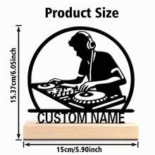 1pc New Design Personalized Custom Metal DJ & Gamer Art With Wooden Base Tabletop Decoration, Perfect For Meditation Spaces, Office, Asian Themes Christmas Decorations The Perfect Gift For Brothers, Fathers, Friends And Professional Gamers Who Love Gamer And,Christmas Gift Supplies - Black - View 13