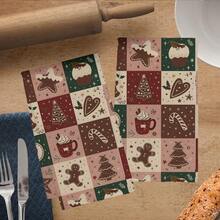 MEMNUN 2pcs Merry Christmas Gingerbread Man Patchwork Print Kitchen Towels, 15.75*23.62in (40*60cm) Super Soft Absorbent Microfiber Dish Towels, Hand Towels, Dish Cloths, Home & Kitchen Decor, Cooking Baking Tea Towels, Cleaning Supplies, Suitable For Restaurant, Kitchen, Christmas Holiday Decoration And Gifts, All Season
