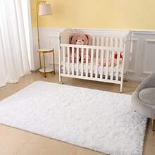 Runner Rug For Bedroom 2x6 Feet Soft Shaggy Area Rugs Fluffy Carpet For Hallway Bedside Upgrade NonSlip Shag Plush Rug For Dorm Living Room TieDyed Light Grey - 2' x 6' (Runner)+Putih - View 5