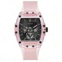 Guess New Fashion Men's Three-Eye Multi-Function Dial Silicone Strap Rectangular Quartz Watch, This Watch Is An Ideal Gift For Men. GW0032G1 - Black - View 1