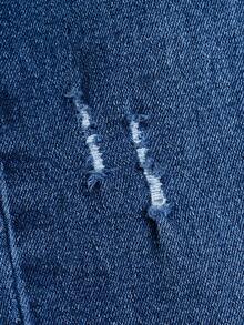 男童时尚做旧水洗弹力棉质紧身休闲牛仔裤 - 深色水洗藍 - 查看 7