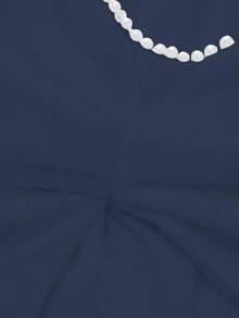 优雅浪漫节日约会舞会礼服、圣诞派对礼服、性感露背珍珠蝴蝶结女士派对礼服 - 藏蓝色 - 查看 5