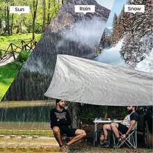 Lona impermeable de uso pesado, cubierta impermeable de polietileno de múltiples usos con ojales metálicos y bordes reforzados, para lluvia de emergencia, muebles de patio, techos, campamento, automoción, piscinas, color plateado