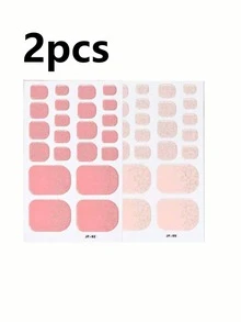 110片装闪亮脚趾全贴甲贴 5张春夏金属青瓷色自粘脚趾甲油贴条 闪亮亮片美甲奢华自粘甲贴 女士女孩日常DIY美甲 - 彩色 - 查看 22