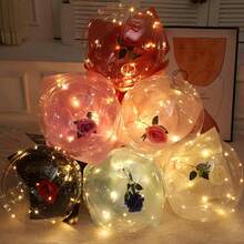 10/20 Pack LED Balloons, Light Up Balloons, Clear Helium Bobo Balloons, Glow Bubble With String Lights For Valentines Day, Halloween, Christmas, Wedding, Birthday Party Decoration - Đèn ấm - Xem 6