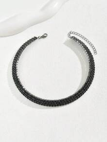 1 chiếc vòng cổ choker thời trang đính đá Rhinestone dành cho tiệc tùng và dạ hội - màu đen - Xem 2