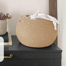 1 Piece Of Rope Storage Basket, Desktop Storage Box, Key And Sundry Storage Box, Cosmetic Storage Basket With Handle, Storage Basket, Storage Box, Bedroom Supplies, Gift Basket, Basket, Bedroom Storage Box, Storage Basket, Stair Basket, Easter Basket, Wooden Basket, And Cute Gift Basket-All Are Available In Multiple Colors.