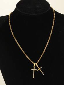 1 Collar de acero inoxidable, suave y encantador, adecuado para mujeres, duradero y lavable, excelente para la cena y ver películas, apropiado para todas las estaciones, regalo perfecto - cruz - Ver 5