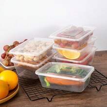 50pcs Disposable Meal Prep Containers With Lids, Stackable And Microwave , Suitable For Meal Prep And Takeout, Durable Rectangular Bento Boxes For Healthy Eating