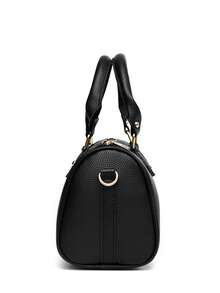 2024 New Fashion Classic Clown Solid Color PU Waterproof Material Letter Graphic Print Decor Dual Handle Pillow Shape Bag With Animal Pendant, Suitable For Shopping, Can Be Worn Crossbody. Suitable For Shopping, Wallet, Young Women, College Students, Newlyweds, White-Collar. Very Suitable For Office, School, Work, Business, Commuting, Outdoor Activities, Travel And Outing. - Black - View 4