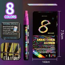 8 Colores Marcadores Fluorescentes, Marcadores de Tiza Líquida para Pizarras - Bolígrafos Marcadores de Color Intenso Borrables para Pizarras Blancas, Vibrantes, Borrables, Marcadores para Pizarras, Letreros, Ventanas, Pizarras, Vidrio, Marcadores Borrables para Ventanas de Coches