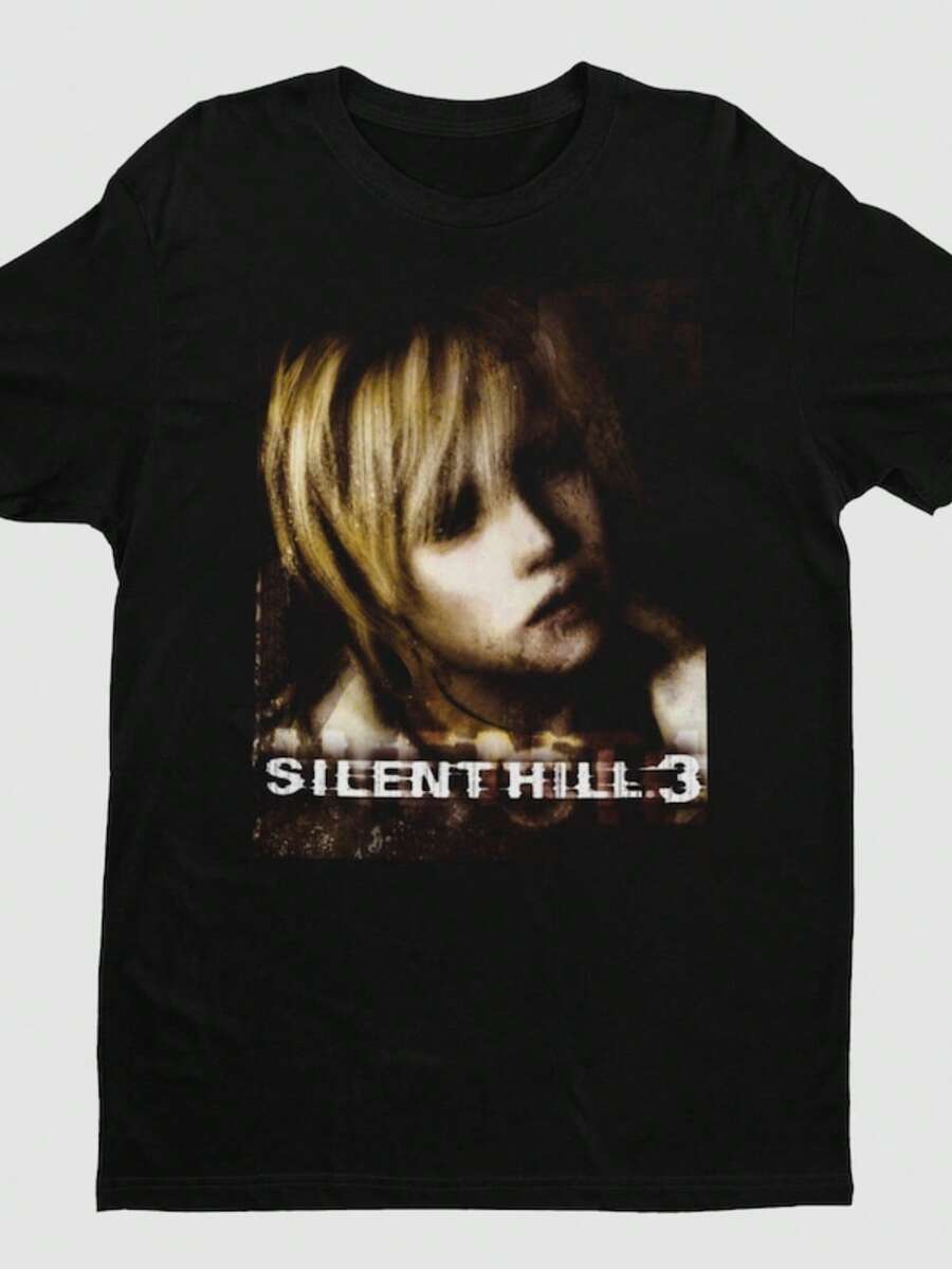 Silent Hill 3 T-Shirt: Vintage Horror Game Cover Art - 黑色 - 查看 1