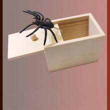 1 pièce Boîte à farce en bois en forme d'araignée - Cadeau de blague amusant, ensemble d'outils de farce pour Halloween, Noël, Thanksgiving, petit jouet effrayant, boîte en forme d'araignée d'horreur, sans alimentation électrique, matériau en bois artificiel et plastique